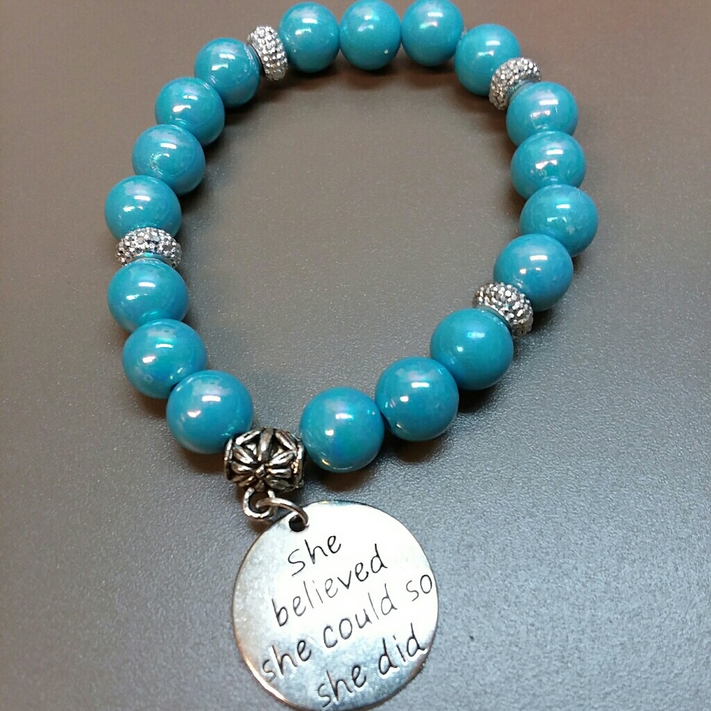 Beaded bracelet she believed she could so she did.